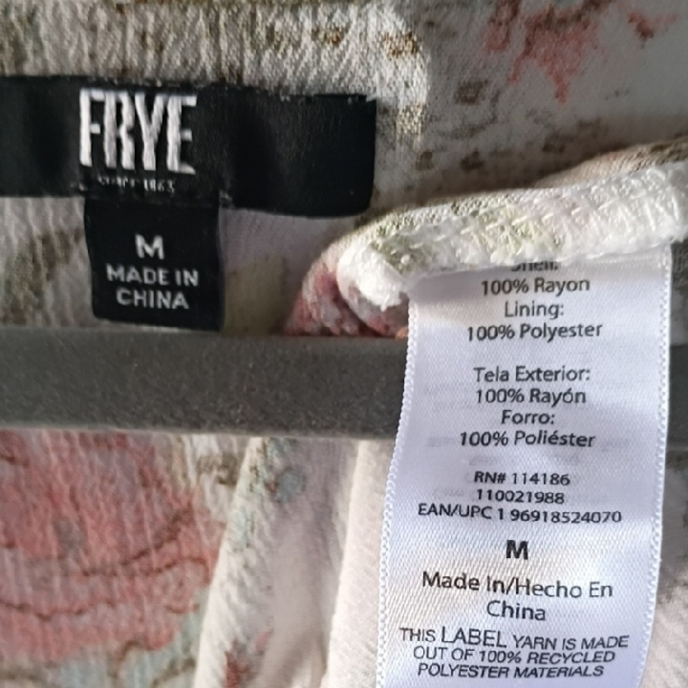 Frye Women's Button Front Floral Maxi Dress in White and Pink Size M - Picture 10 of 10